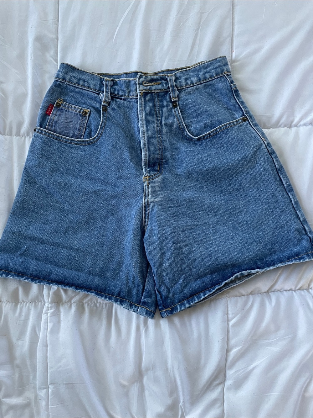 Rampage Medium Blue High-Waist Denim Shorts